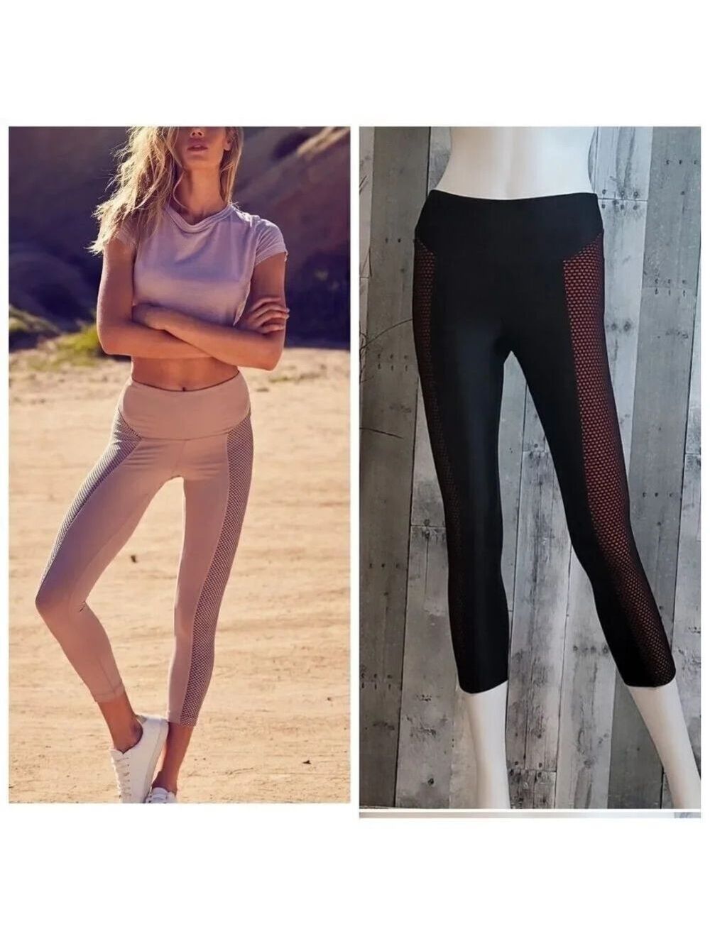 KORAL Side Fish Net High Waist Ankle Lenght Legging